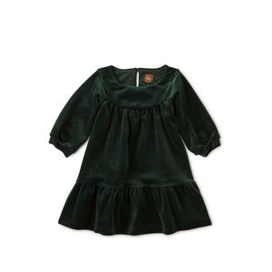 NWT Tea Collection Green Velour Ruffle Baby Dress